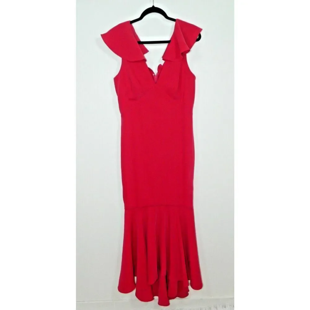 Sachin & Babi Dress Gown Size 10‎ Pink Ruffled Mason Mermaid Hem Prom Coquette
